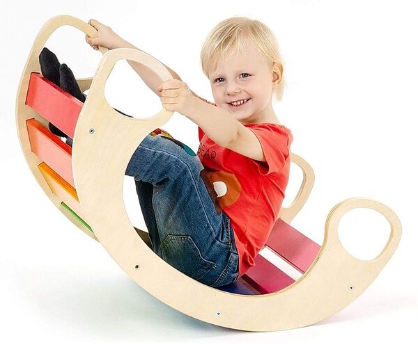 Balansoar rocker din lemn, placa de echilibru, multifunctional, multicolor