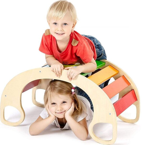 Balansoar rocker din lemn, placa de echilibru, multifunctional, multicolor