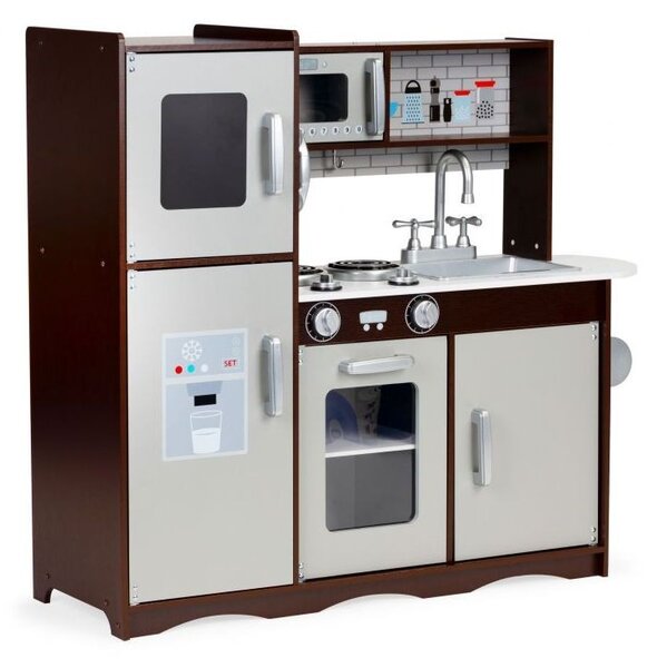 Bucatarie pentru copii, utilata cu frigider, chiuveta, aragaz, cuptor cu microunde, telefon, 83x30x95 cm, MDF
