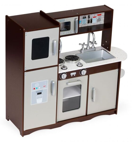 Bucatarie pentru copii, utilata cu frigider, chiuveta, aragaz, cuptor cu microunde, telefon, 83x30x95 cm, MDF