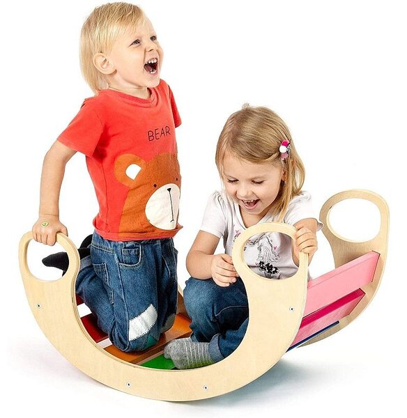 Balansoar rocker din lemn, placa de echilibru, multifunctional, multicolor
