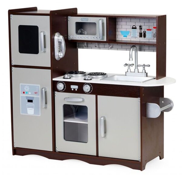 Bucatarie pentru copii, utilata cu frigider, chiuveta, aragaz, cuptor cu microunde, telefon, 83x30x95 cm, MDF