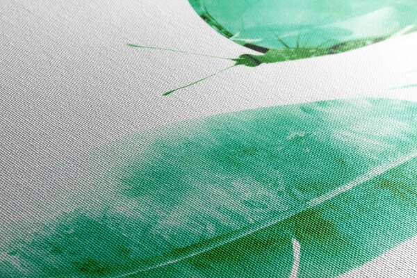 Tablou pană și fluture verde