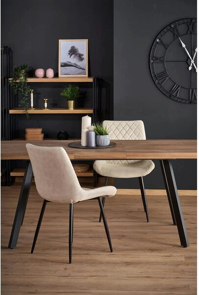 Masa extensibila BERLIN, stejar/negru, 140/180x85x76 cm