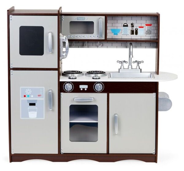 Bucatarie pentru copii, utilata cu frigider, chiuveta, aragaz, cuptor cu microunde, telefon, 83x30x95 cm, MDF