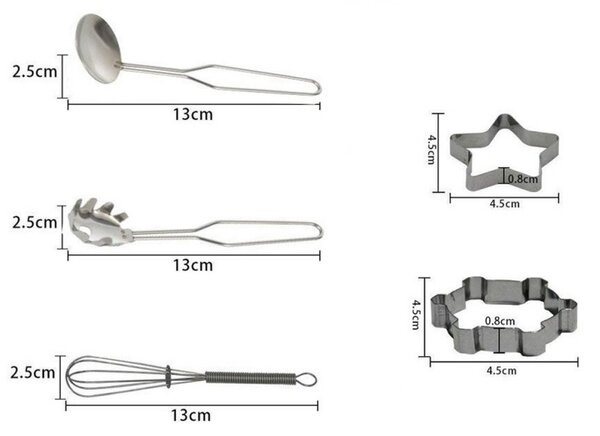 Set Chef copii, sort si ustensile pentru gatit, 8 piese