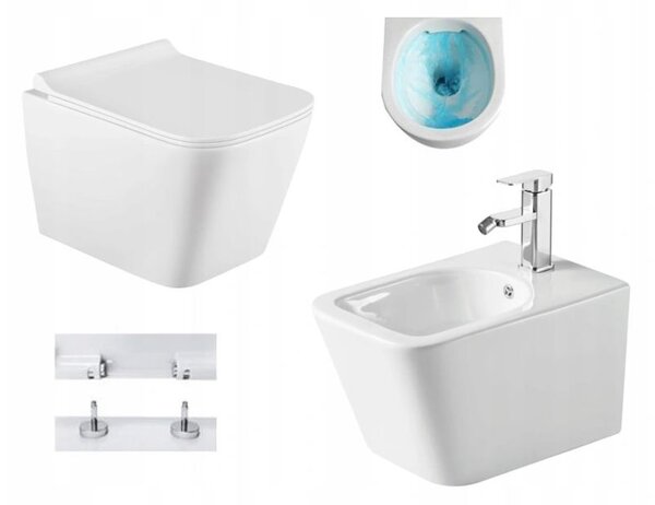 Mexen TEO Vas de toaletă fără margine cu scaun + bideu TEO, alb, 30850700+35855100