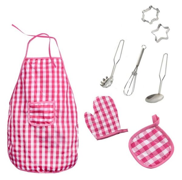 Set Chef copii, sort si ustensile pentru gatit, 8 piese