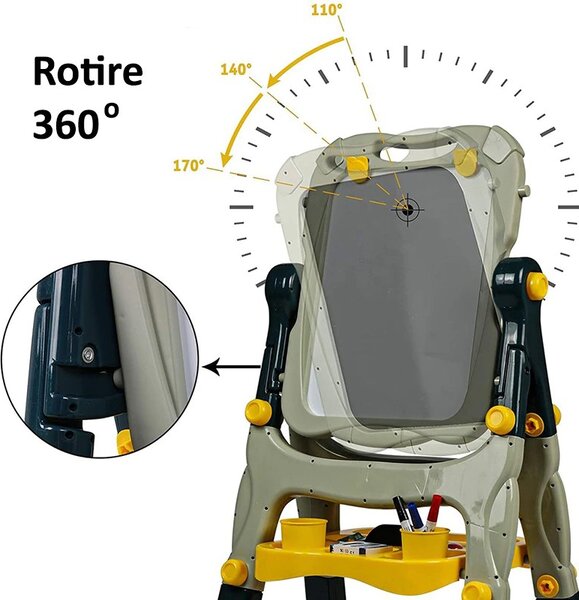 Tabla magnetica si de scris cu 2 fete, 40x50 cm, inaltime reglabila 83-110 cm, 30 accesorii incluse