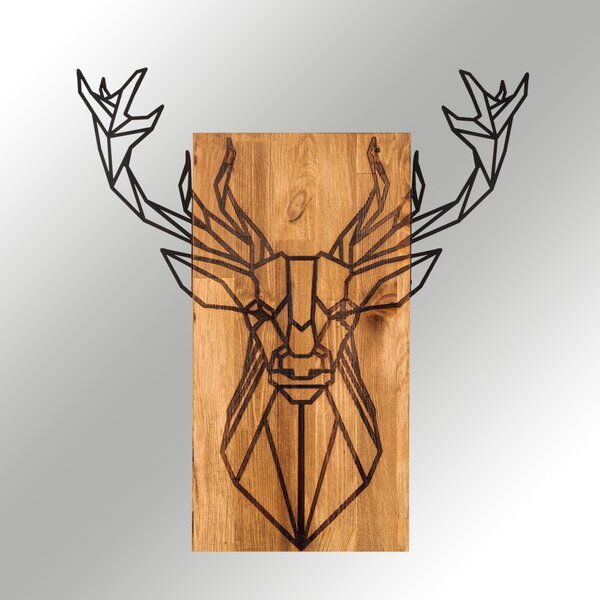 Tablou din lemn si metal Deer Negru 61x66 cm