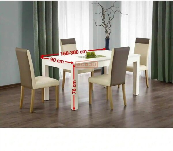 Masa extensibila 300 cm SEWERYN, alba, PAL