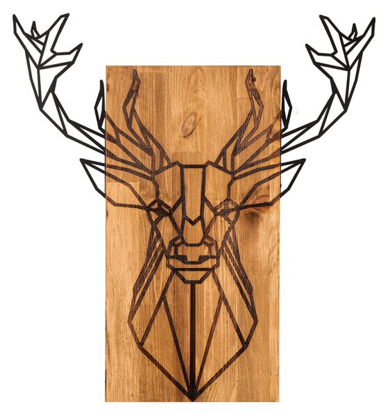 Tablou din lemn si metal Deer Negru 61x66 cm