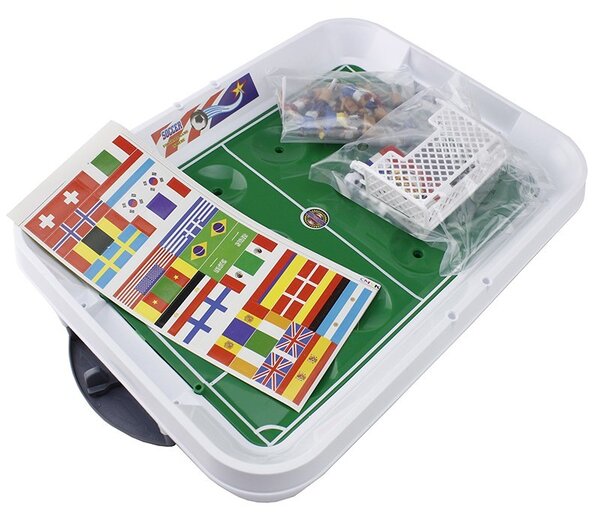 Masuta de fotbal, 12 jucatori, 24 steaguri, tabela, portar cu glisor, 34x25.5 cm