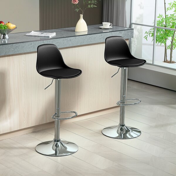 Homcom Set 2 Scaune Bar – Reglabile, Cu Spatar si Pivotante | Aosom Romania