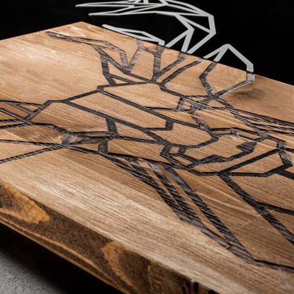Tablou din lemn si metal Deer Negru 61x66 cm