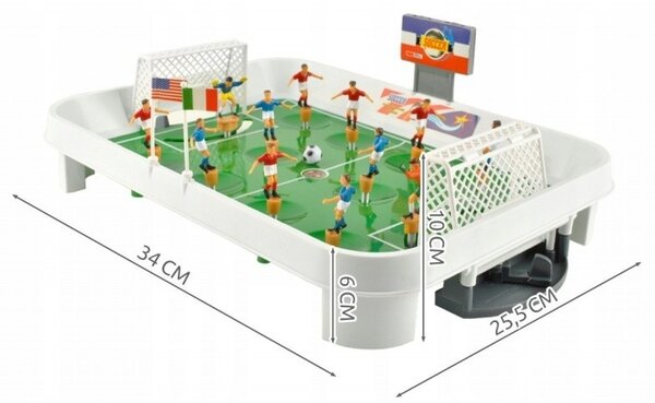 Masuta de fotbal, 12 jucatori, 24 steaguri, tabela, portar cu glisor, 34x25.5 cm