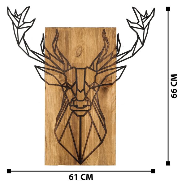 Tablou din lemn si metal Deer Negru 61x66 cm