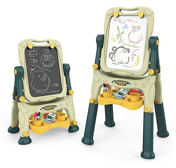 Tabla magnetica si de scris cu 2 fete, 40x50 cm, inaltime reglabila 83-110 cm, 30 accesorii incluse