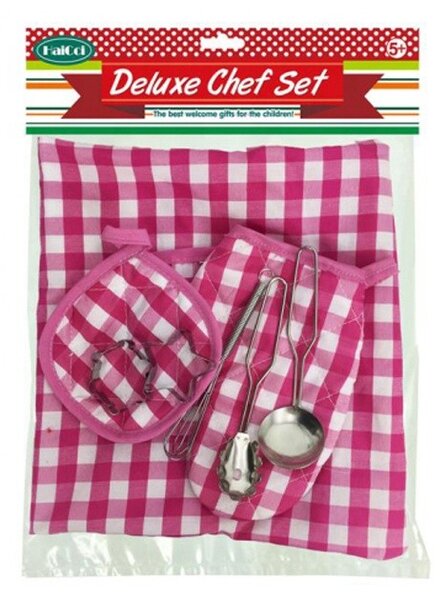 Set Chef copii, sort si ustensile pentru gatit, 8 piese