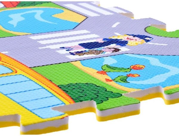 Covor tip puzzle cu masinute, 60x60 cm, 4 piese spuma EVA, grosime 1 cm