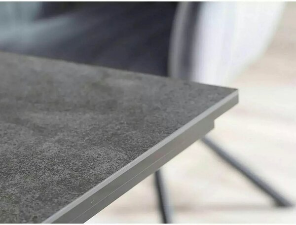Masa moderna dining SALVADORE, negru mat, metal/sticla securizata, 160