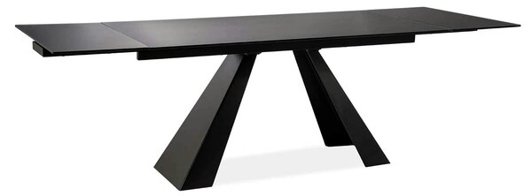 Masa moderna dining SALVADORE, negru mat, metal/sticla securizata, 160