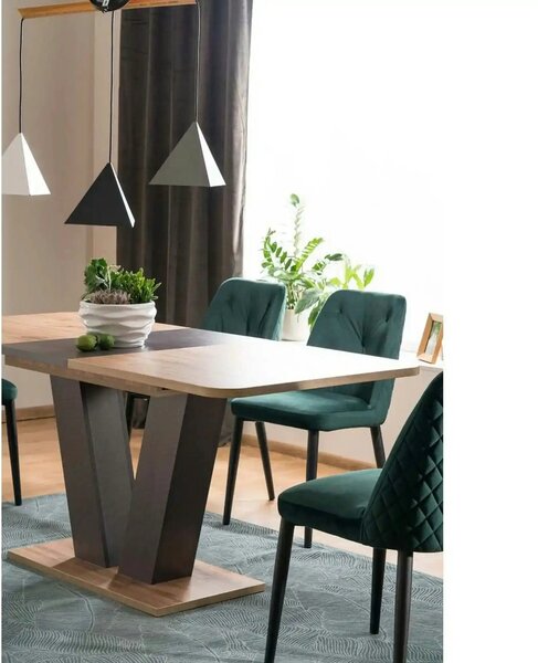 Masa bucatarie maro/stejar PLATON, PAL laminat, 136/176x80x76 cm