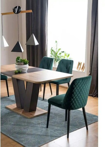 Masa bucatarie maro/stejar PLATON, PAL laminat, 136/176x80x76 cm