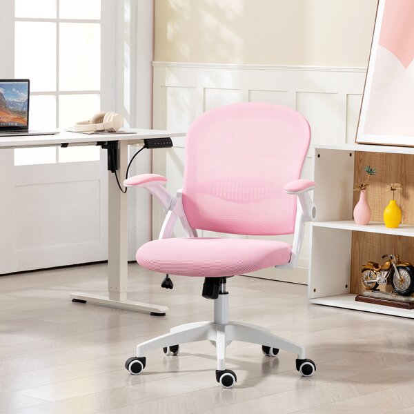Vinsetto Scaun de Birou Ergonomic, Reglabil, cu Spătar din Plasă și Scaun Captusit, 65.5x61.5x88-97.5 cm, Roz | Aosom Romania
