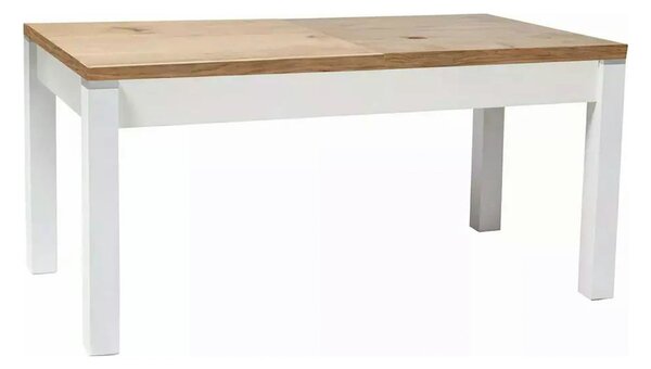 Masa extensibila KLEOPATRA, stejar/alb, PAL laminat 124/164x64x59/71 c