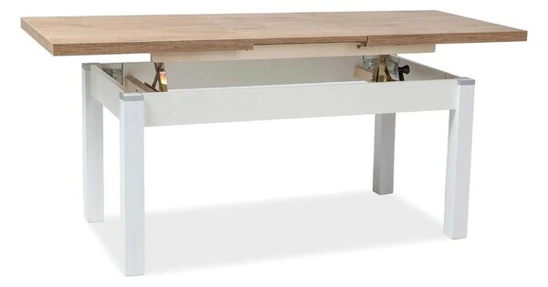 Masa extensibila KLEOPATRA, stejar/alb, PAL laminat 124/164x64x59/71 c