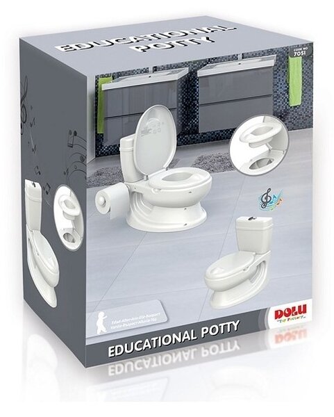 Olita tip WC, suport hartie igienica, buton de tras apa cu sunet, 28x39x38cm, alb