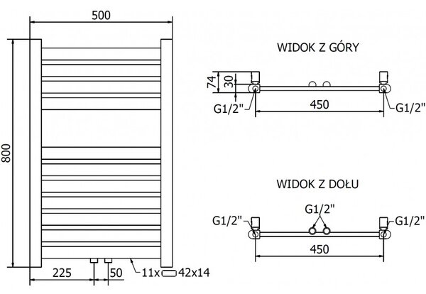 Mexen Uran, element electric de incalzire 800x500 mm + tija de incalzire 300 W, auriu lucios, W105-0800-500-2300-50