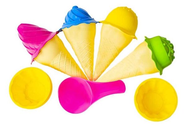 Jucarie pentru nisip, diverse accesorii inghetata, 17 cm, plastic