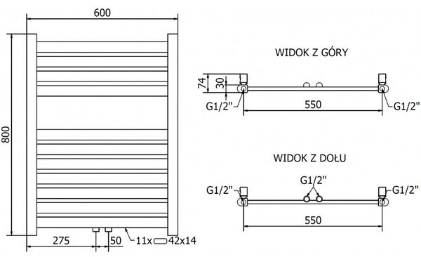 Mexen Uran, element electric de incalzire 800x600 mm + tija de incalzire 300 W, auriu lucios, W105-0800-600-2300-50
