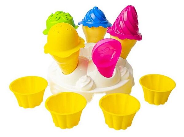 Jucarie pentru nisip, diverse accesorii inghetata, 17 cm, plastic