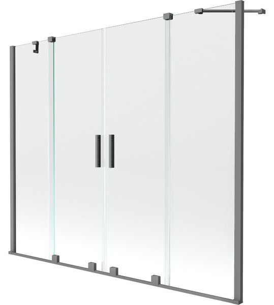 Mexen, Mexen Velar Duo paravan culisant pentru baie cu 2 aripi 190 x 150 cm, transparent, gun metal - 896-190-000-02-95