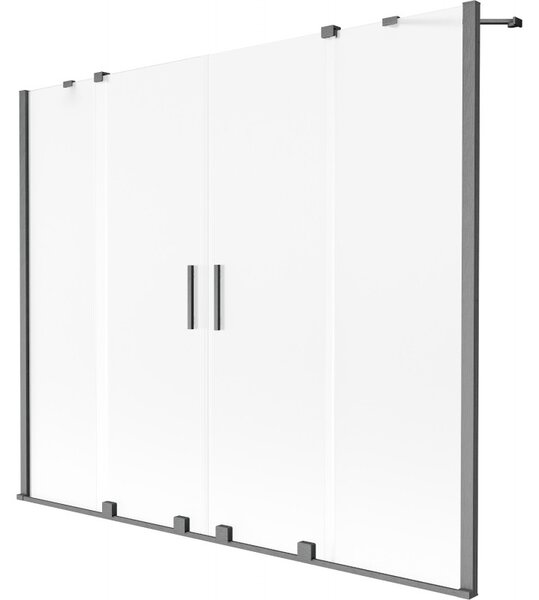 Mexen Velar Duo, paravan de baie glisant cu 2 aripi 180 x 150 cm, sticlă mată de 8 mm, grafit periat, 896-180-000-32-66