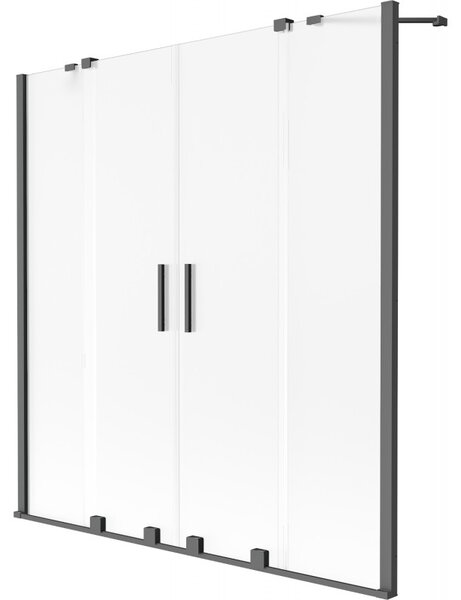 Mexen, Mexen Velar Duo paravan culisant pentru baie cu 2 aripi 140 x 150 cm, chiciură, gun metal - 896-140-000-32-95