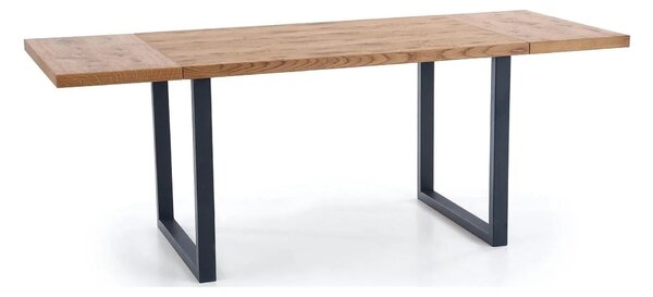 Masa extensibila HORUS, stejar/negru, furnir/otel, 126/206x80x76 cm