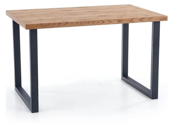 Masa extensibila HORUS, stejar/negru, furnir/otel, 126/206x80x76 cm