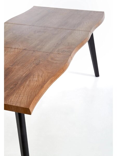 Masa extensibila bucatarie DICKSON, stejar natural/negru, 150/210x90x7