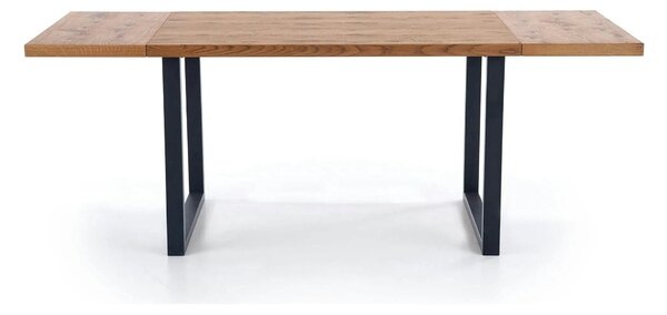 Masa extensibila HORUS, stejar/negru, furnir/otel, 126/206x80x76 cm