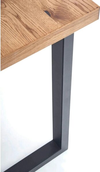 Masa extensibila HORUS, stejar/negru, furnir/otel, 126/206x80x76 cm