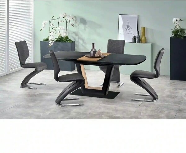 Masa extensibila FARREL, nuc/negru, 160/200x90x77 cm