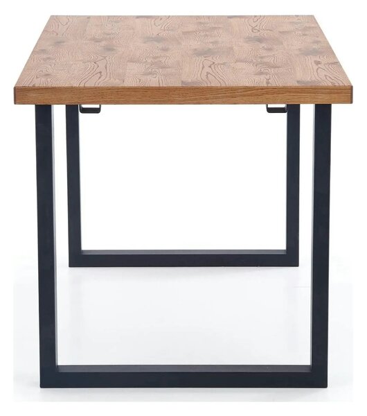 Masa extensibila HORUS, stejar/negru, furnir/otel, 126/206x80x76 cm