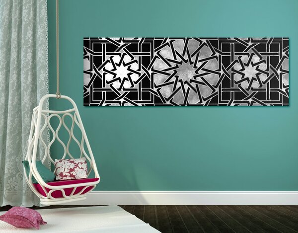 Tablou mozaic oriental alb-negru