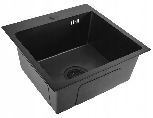 Rea Leo, chiuvetă din oțel cu 1 compartiment 400x450x185 mm, negru, ZLE-06002