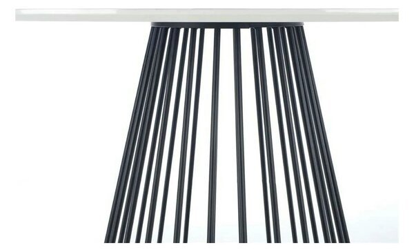 Masa rotunda sufragerie BRODWAY, alb cu efect de marmura, 110x110x75 c