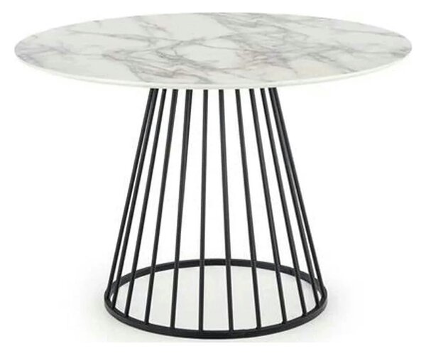 Masa rotunda sufragerie BRODWAY, alb cu efect de marmura, 110x110x75 c